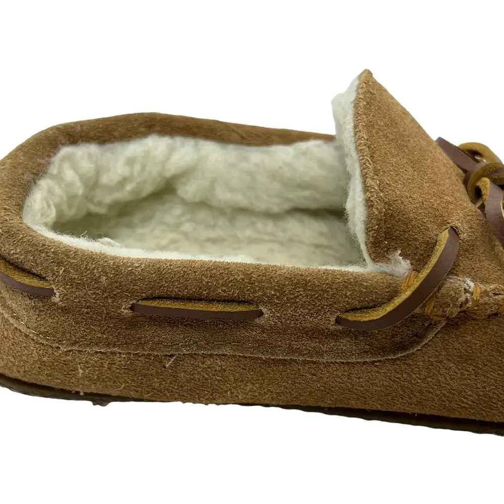 Vineyard Vines Boy's Slippers Moccasins Chestnut Lined Suede Leather‎ Slip-On 6M